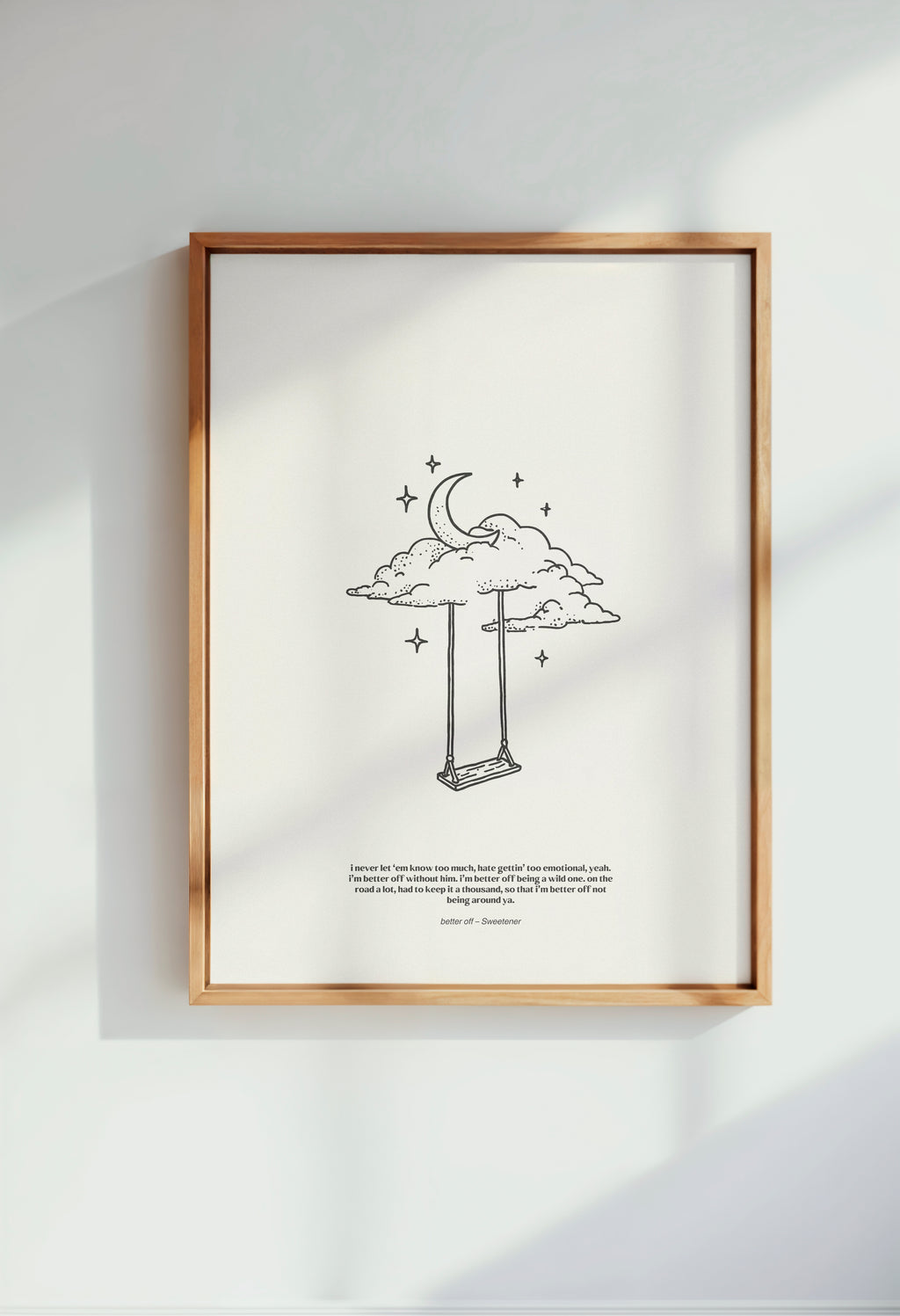 minimalist digital line art print inspired by Ariana Grande’s Sweetener album – better off