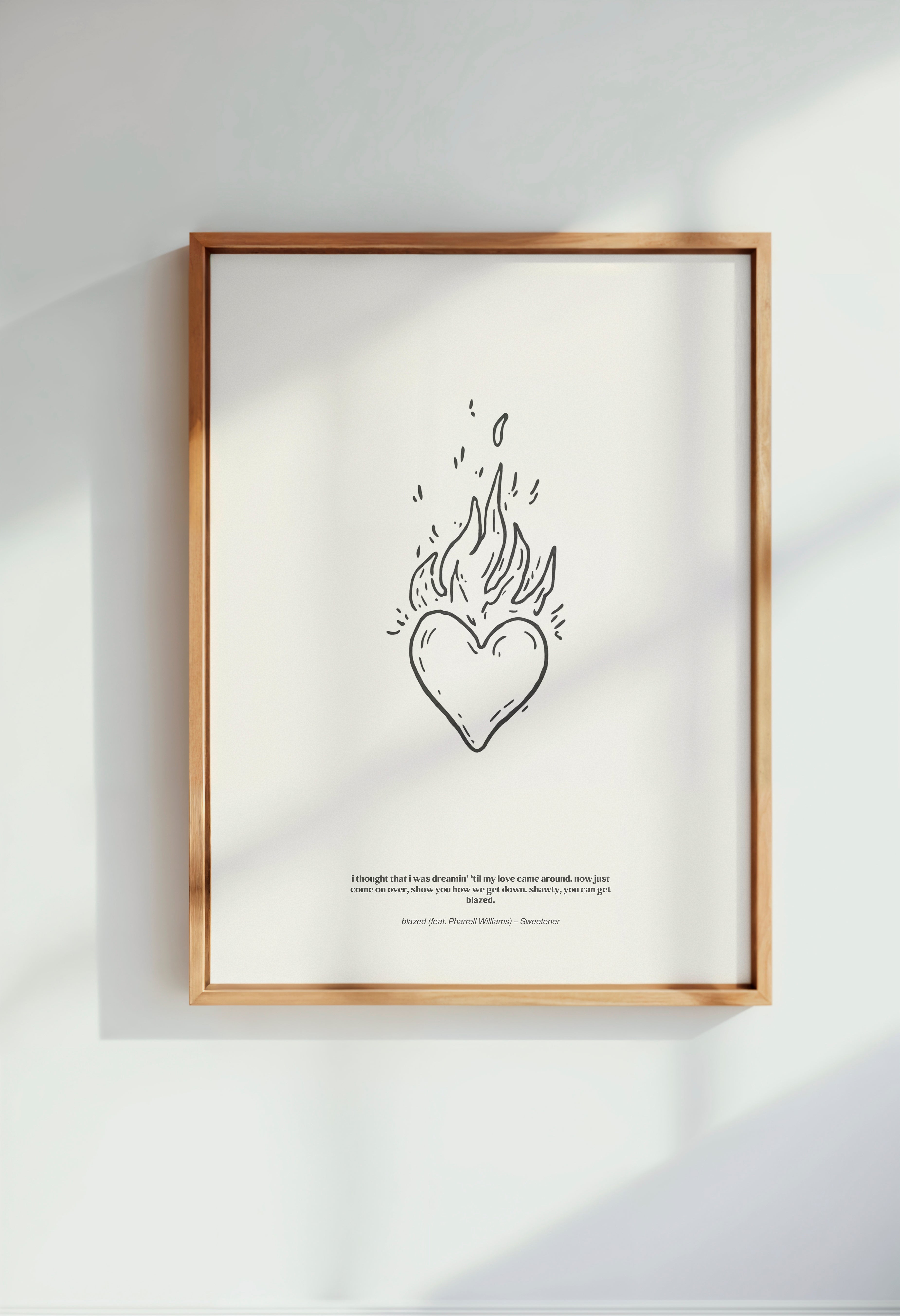 minimalist digital line art print inspired by Ariana Grande’s Sweetener album – blazed