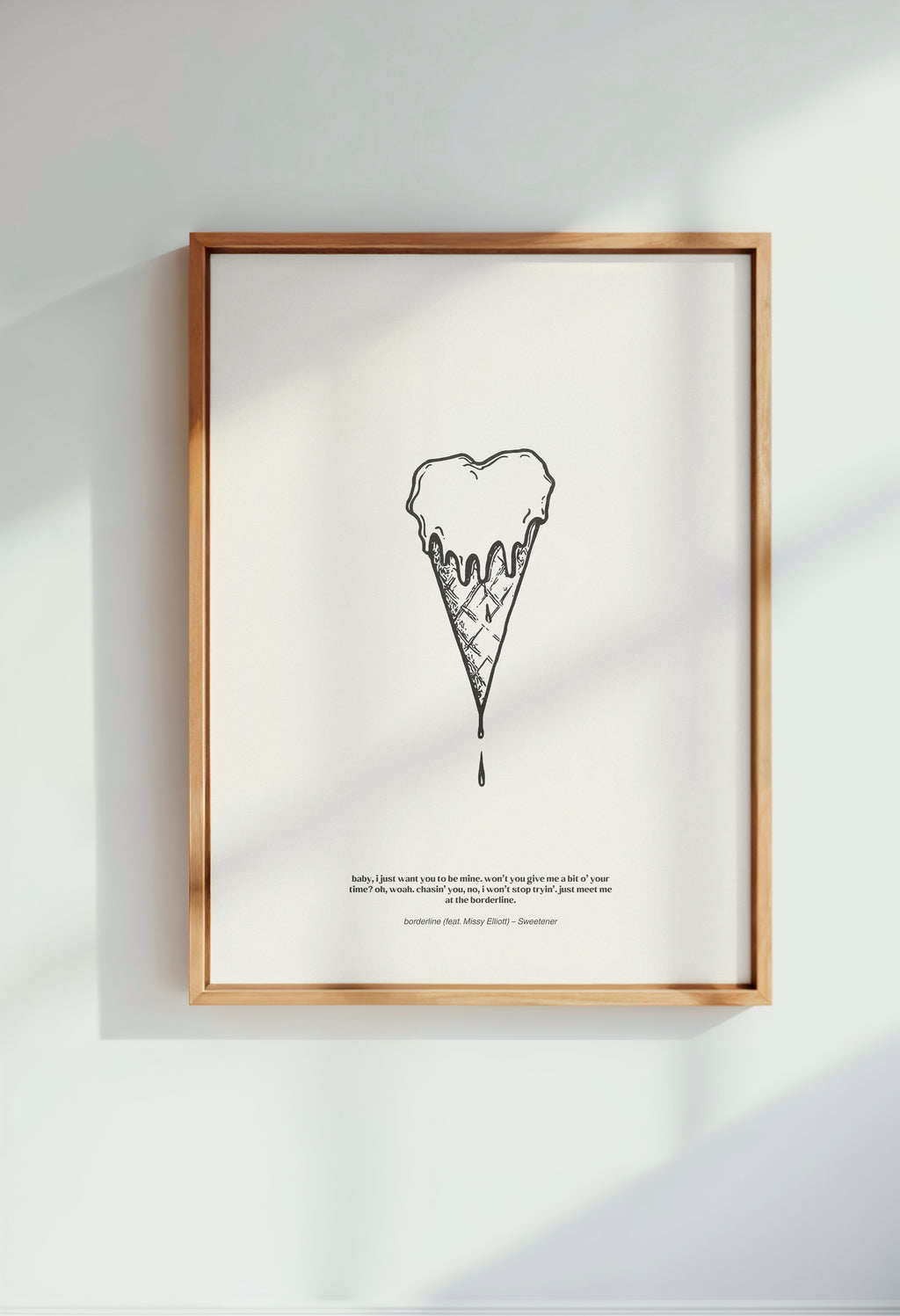 minimalist digital line art print inspired by Ariana Grande’s Sweetener album – borderline