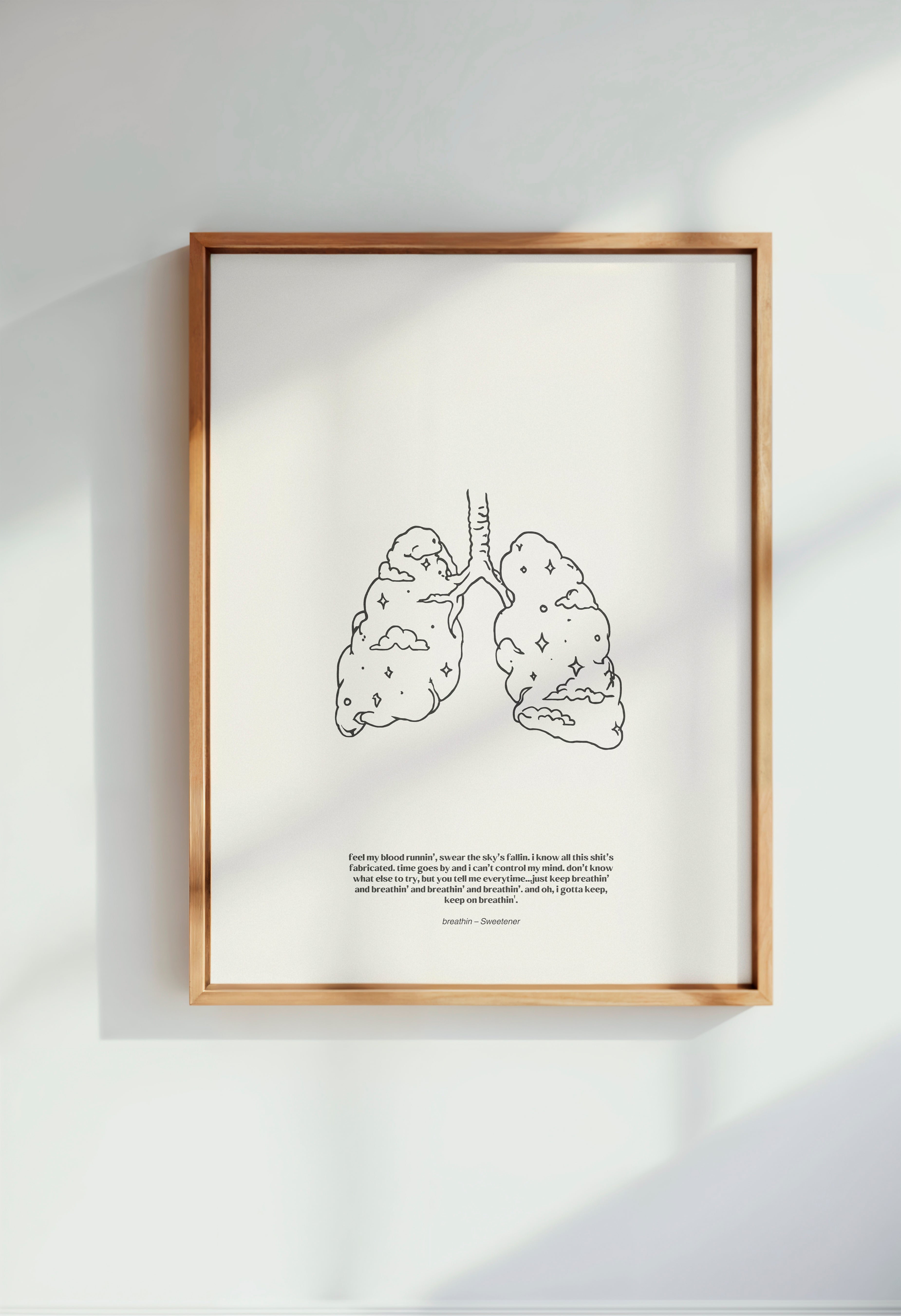 minimalist digital line art print inspired by Ariana Grande’s Sweetener album – breathin