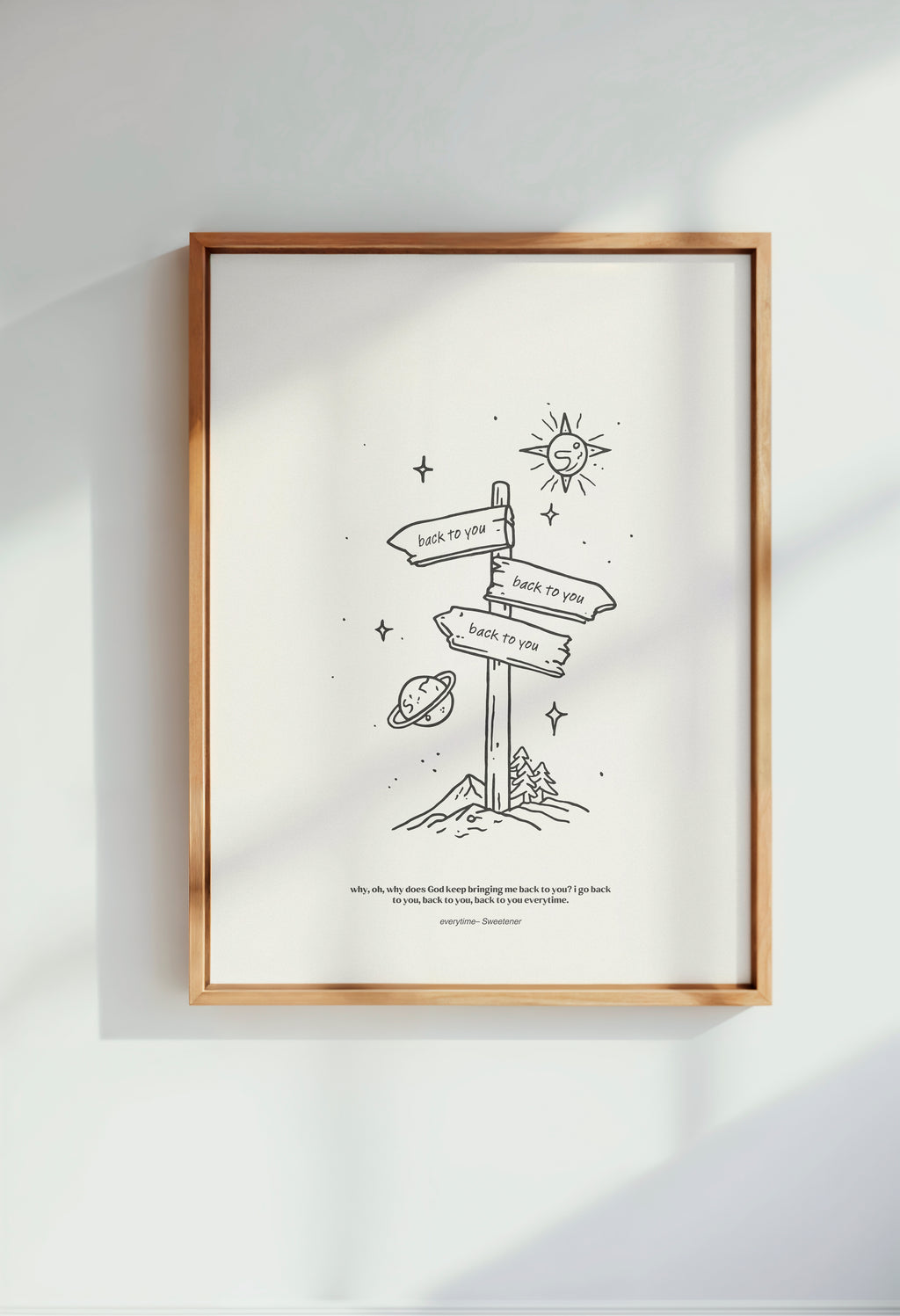 minimalist digital line art print inspired by Ariana Grande’s Sweetener album – everytime