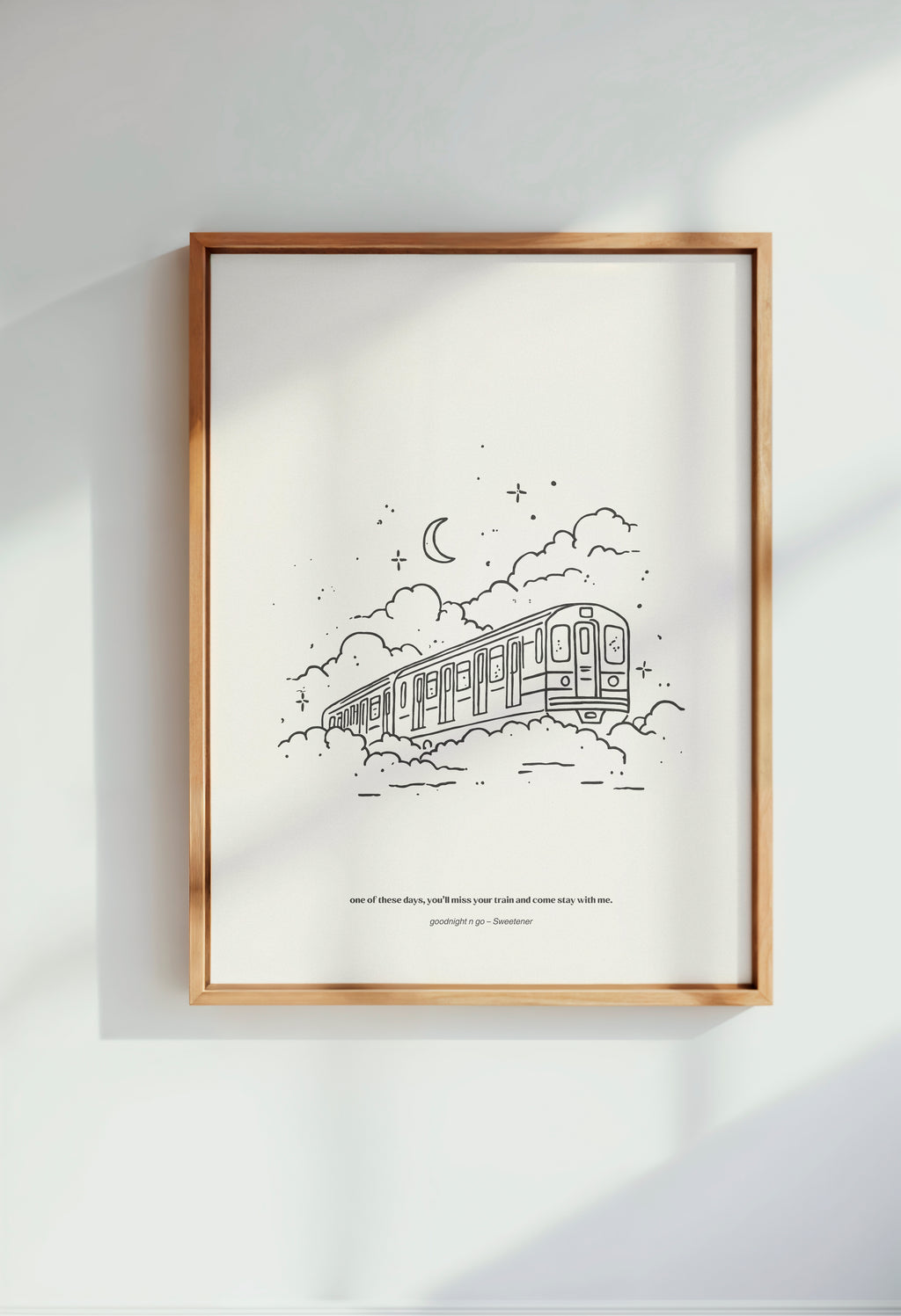 minimalist digital line art print inspired by Ariana Grande’s Sweetener album – goodnight n go