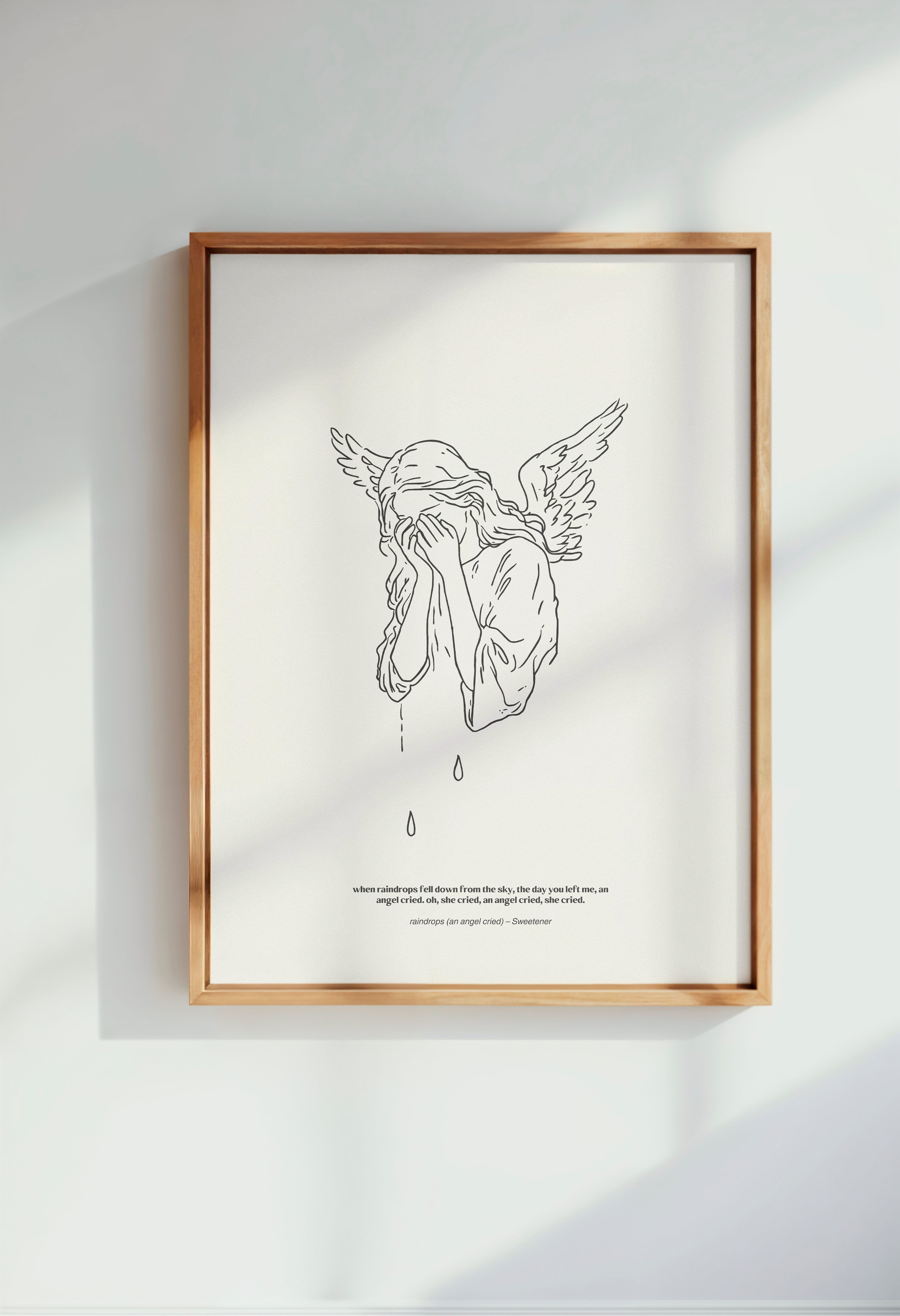 minimalist digital line art print inspired by Ariana Grande’s Sweetener album – raindrops