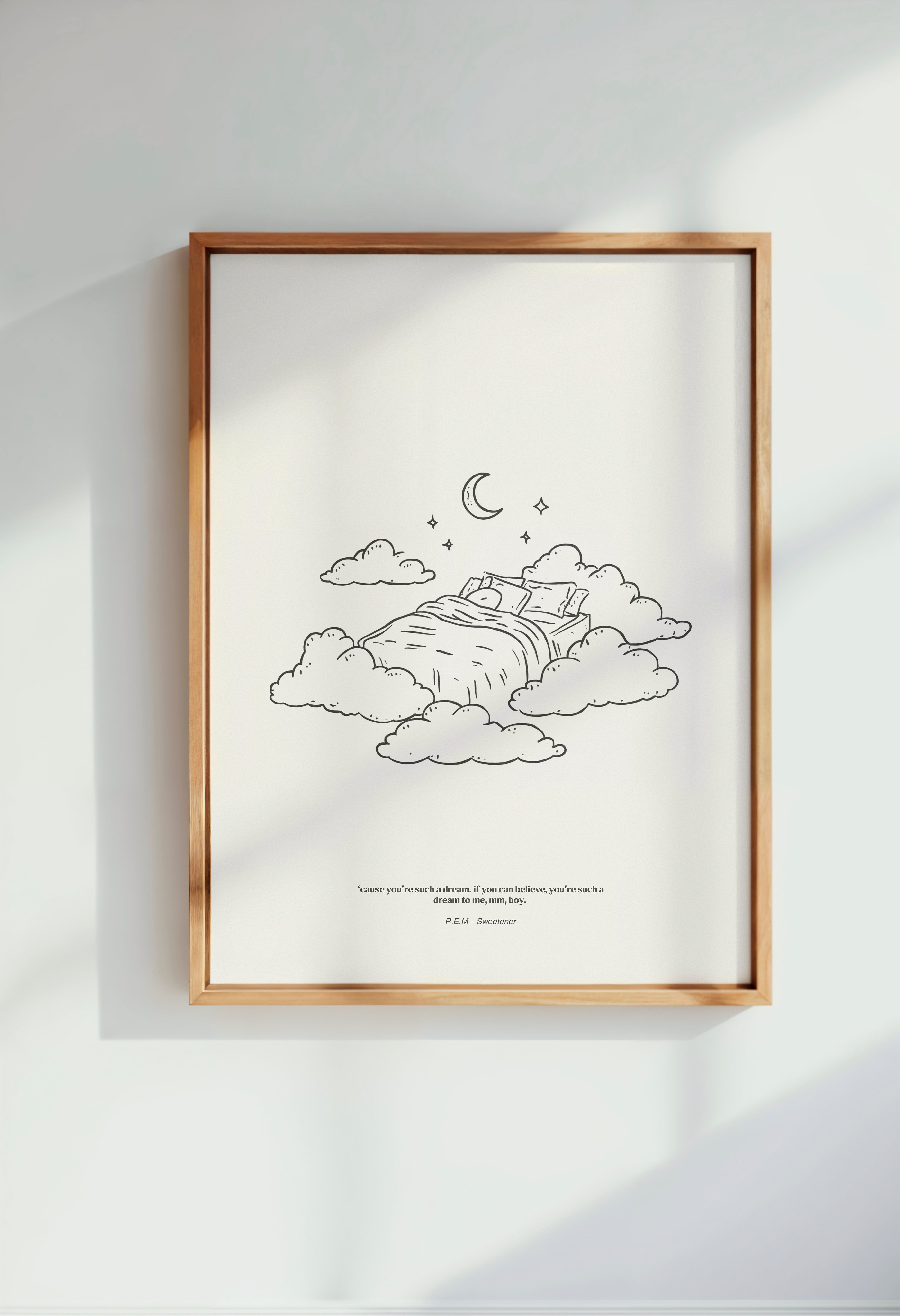 minimalist digital line art print inspired by Ariana Grande’s Sweetener album – r.e.m