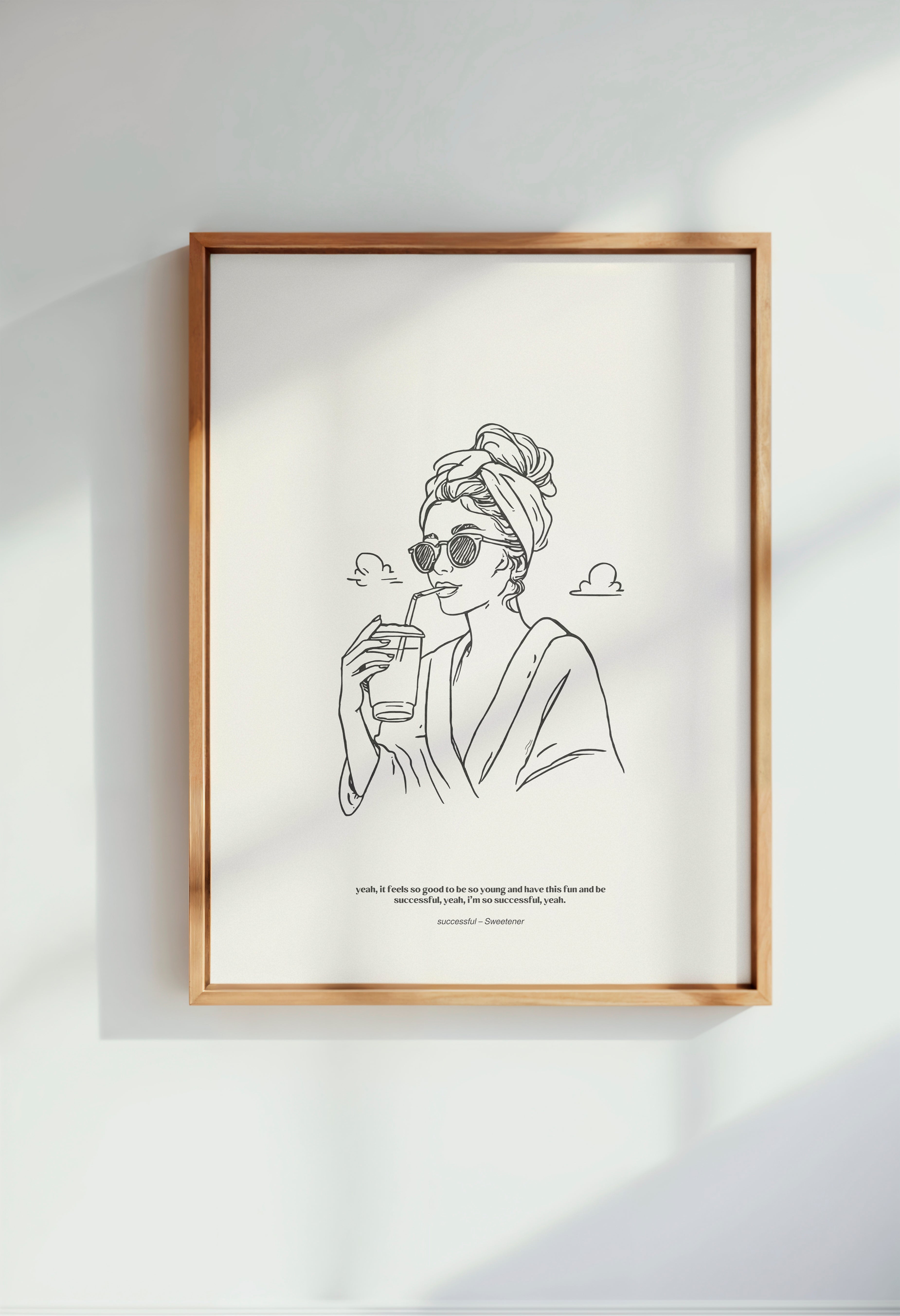 minimalist digital line art print inspired by Ariana Grande’s Sweetener album – successful