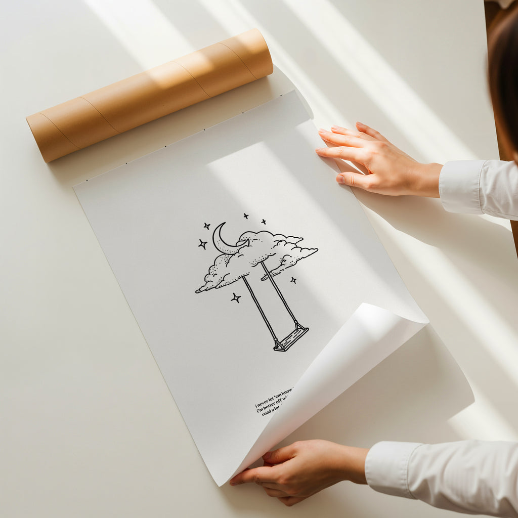 minimalist digital line art print inspired by Ariana Grande’s Sweetener album – better off