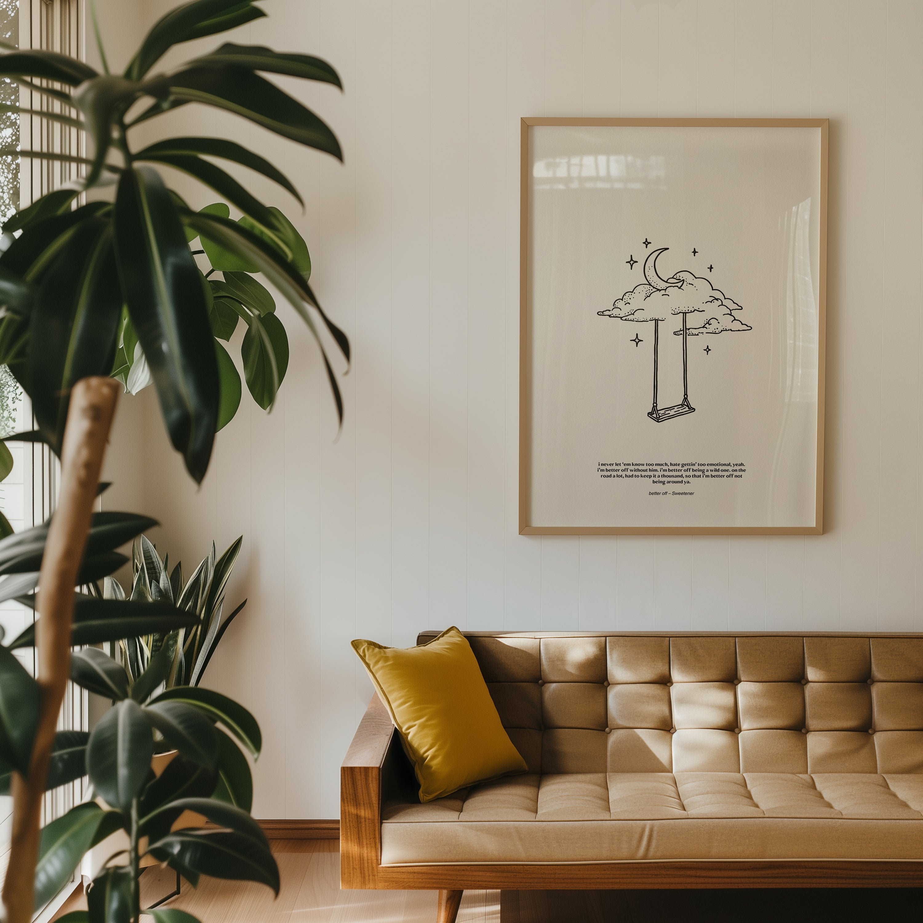 minimalist digital line art print inspired by Ariana Grande’s Sweetener album – better off