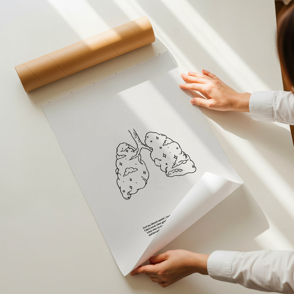 minimalist digital line art print inspired by Ariana Grande’s Sweetener album – breathin