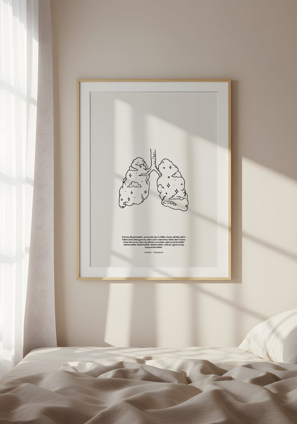 minimalist digital line art print inspired by Ariana Grande’s Sweetener album – breathin