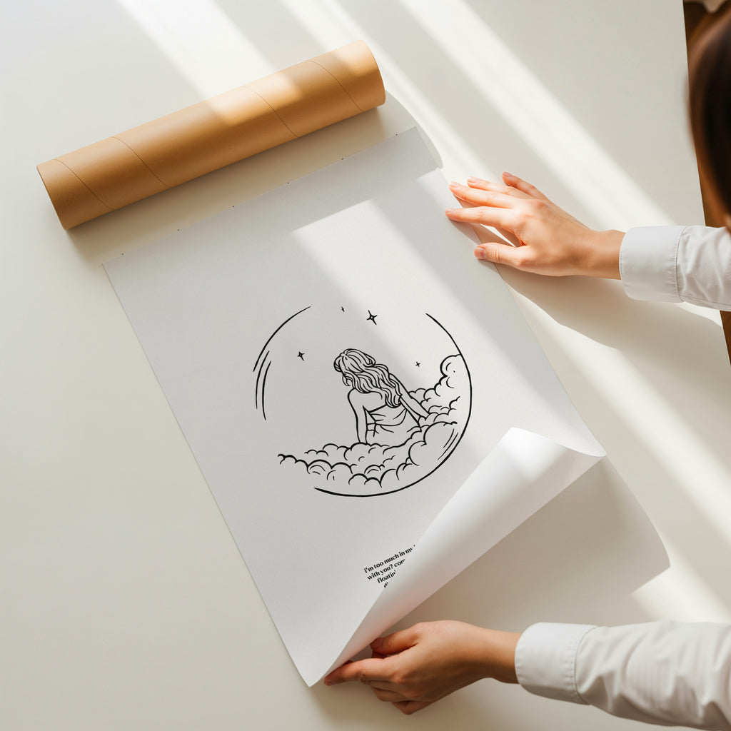 minimalist digital line art print inspired by Ariana Grande’s Sweetener album – get well soon