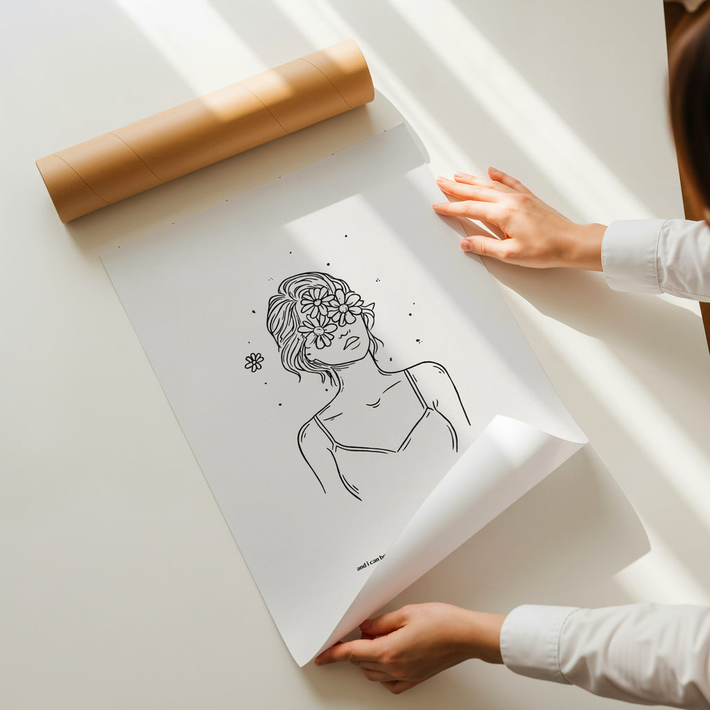 minimalist digital line art print inspired by Ariana Grande’s Sweetener album – god is a woman