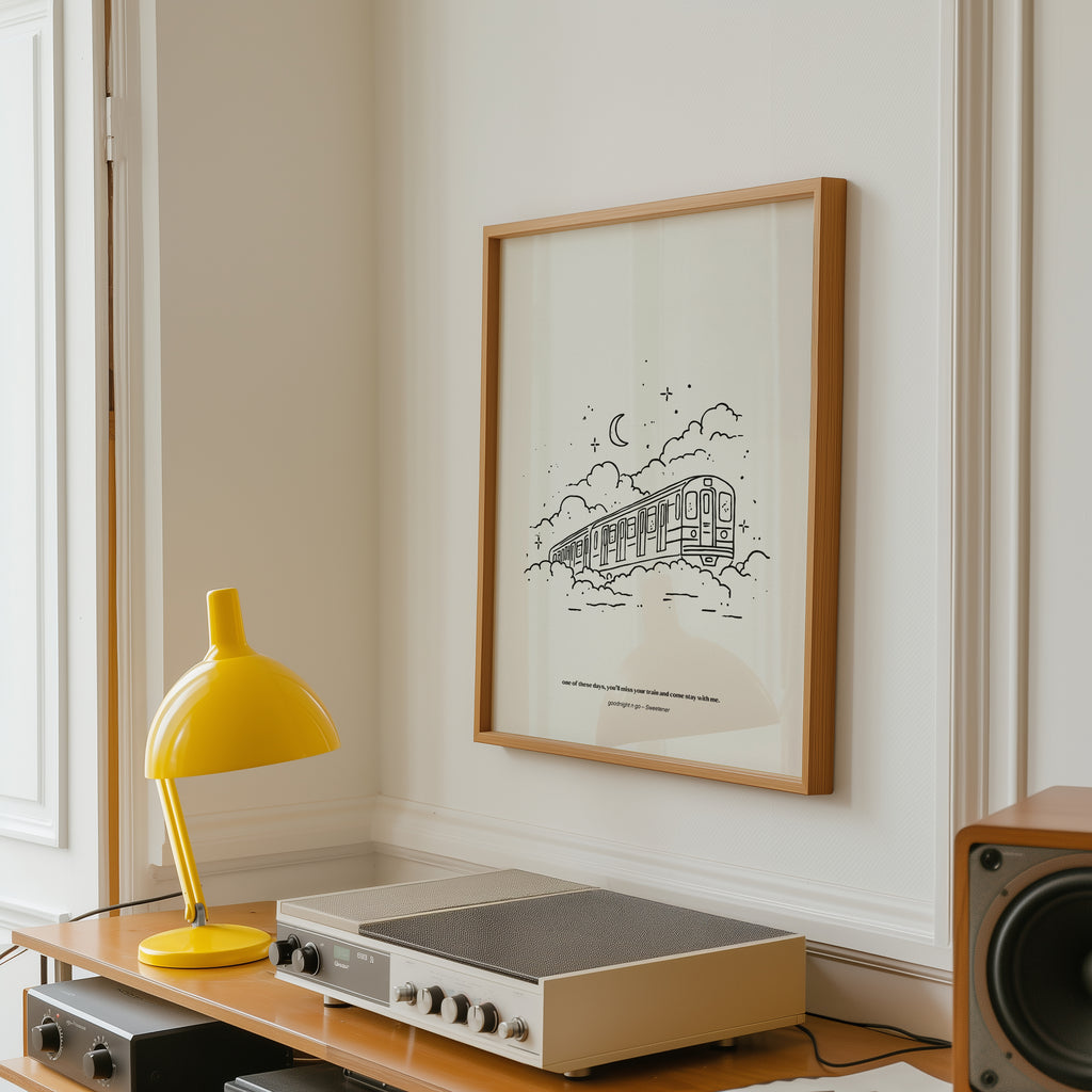 minimalist digital line art print inspired by Ariana Grande’s Sweetener album – goodnight n go