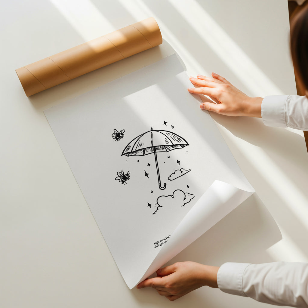 minimalist digital line art print inspired by Ariana Grande’s Sweetener album – no tears left to cry