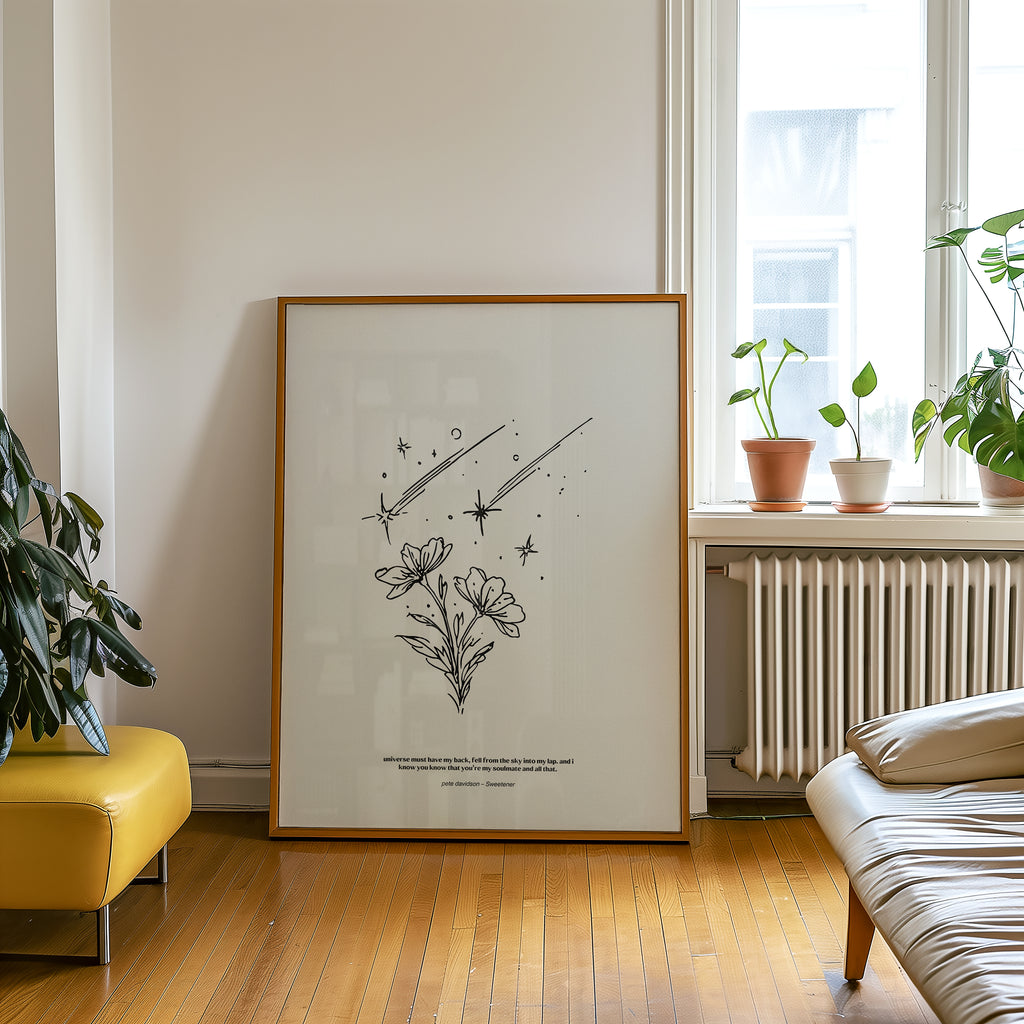 minimalist digital line art print inspired by Ariana Grande’s Sweetener album – pete davidson