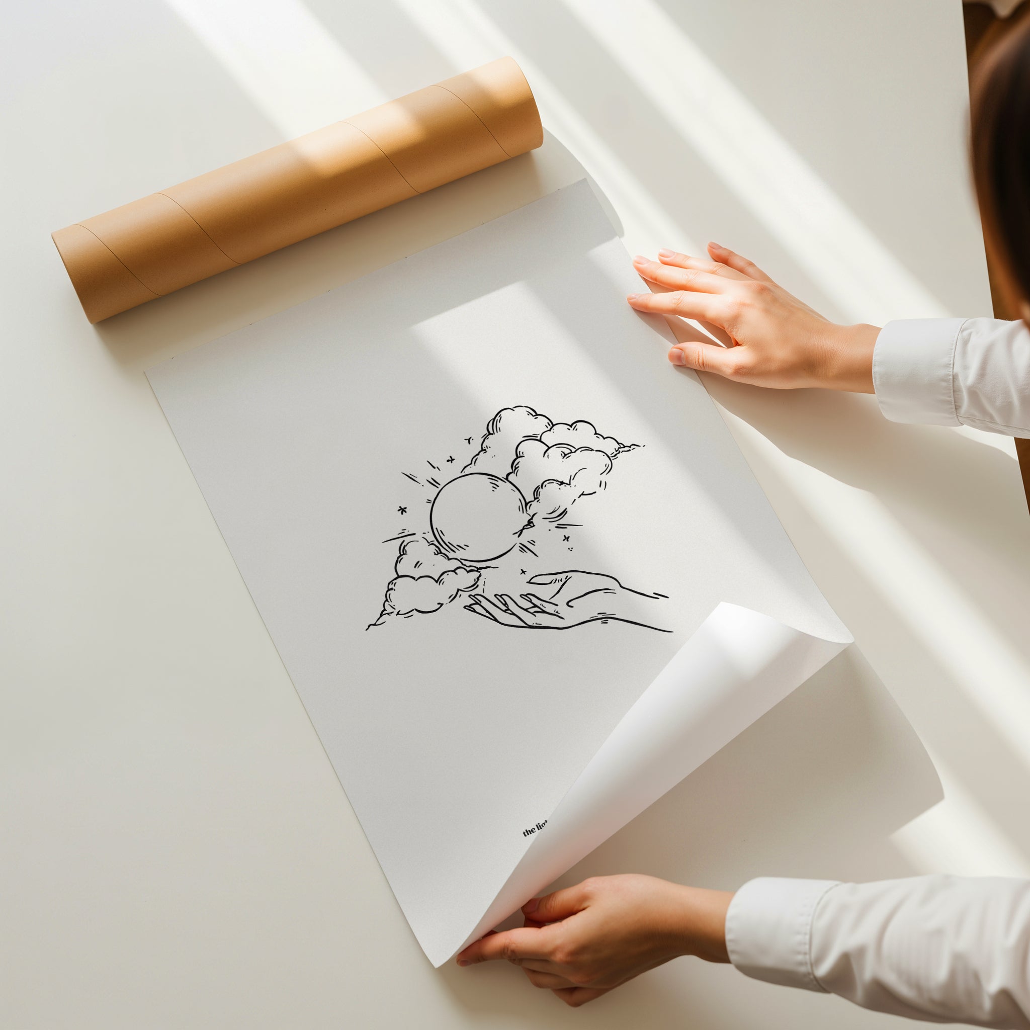 minimalist digital line art print inspired by Ariana Grande’s Sweetener album – the light is coming